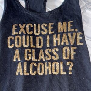 Black Tank Top with Gold Text